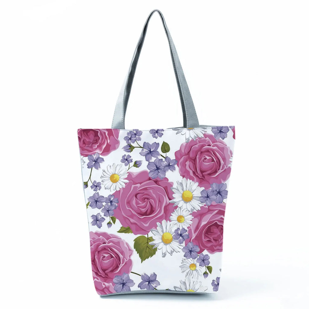 Plant Floral Print Handbags Casual Women Shopping Tote Bags High Capacity Travel Beach Outdoor Package Female Lady Shoulder Bag