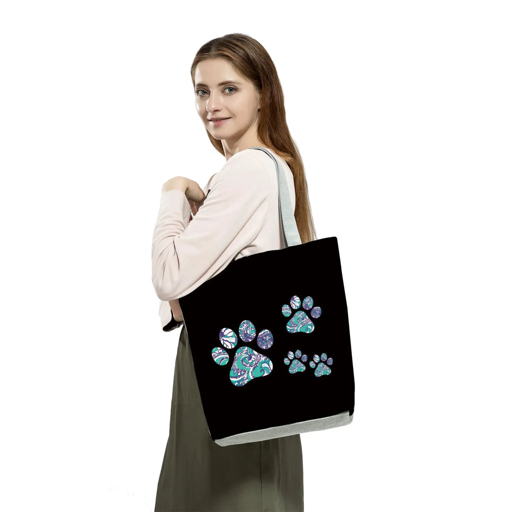 Fashion Dogs Paws Handbags Printed Love Dogs Shopping Bag Casual Women Shoulder Bag Summer Kawaii Female Tote Travel Beach Bag